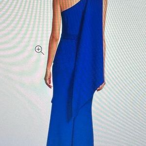 One shoulder drape ruffle gown